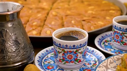 Traditional Coffee and Pastries Still Life