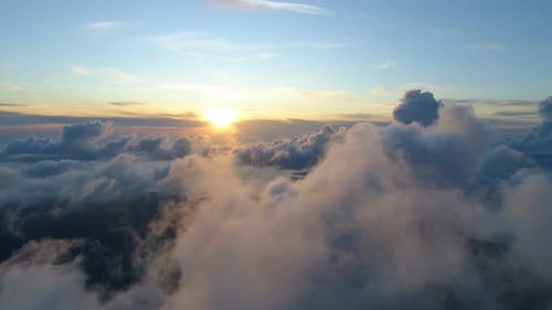Aerial View of Clouds at Sunset
