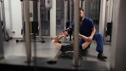 Patient Doing Exercise During Physiotherapy Session in Clinic