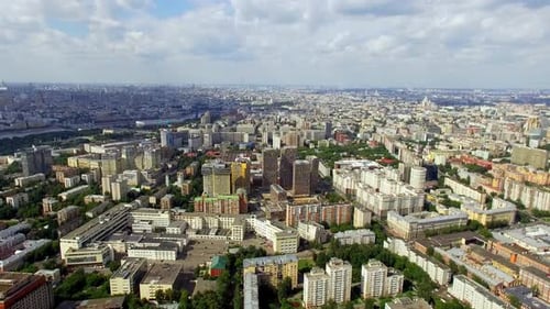 Moscow Cityscapes District at Summer Aerial View