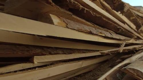 A Huge Warehouse of Wood Under the Open Sky