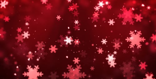 Festive Falling Red Snowflakes and Stars Winter Holiday Background Loop