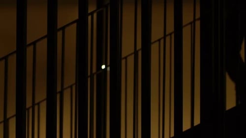 Male Silhouette Running Downstairs Night, Successful Businessman Leaving Office
