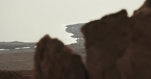 Tracking shot from above the Dead sea in israel