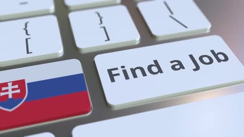 FIND A JOB Text and Flag of Slovakia on the Keys