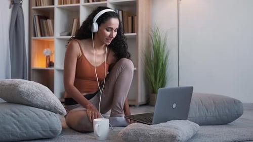 Smiling Woman Enjoying Video Call at Home