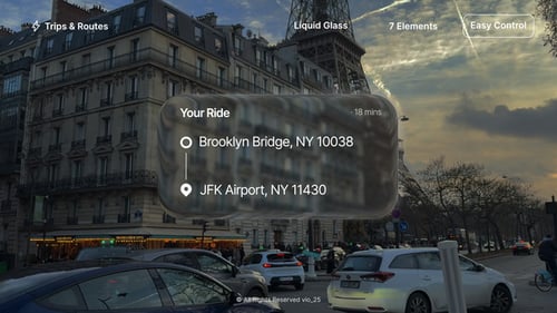 Futuristic Liquid Glass UI for Travel and GPS Routes