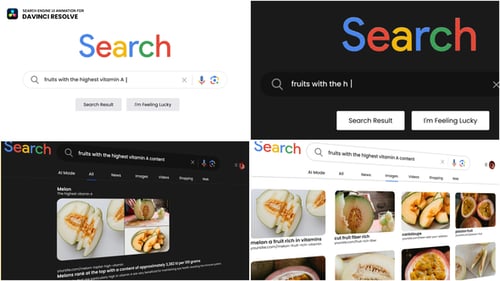 Animated Search Engine UI with Dynamic Typing and Search Results