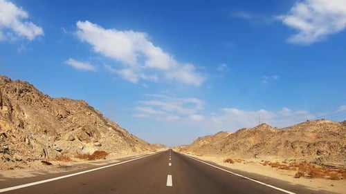 Road Through Desert and Mountains in Egypt