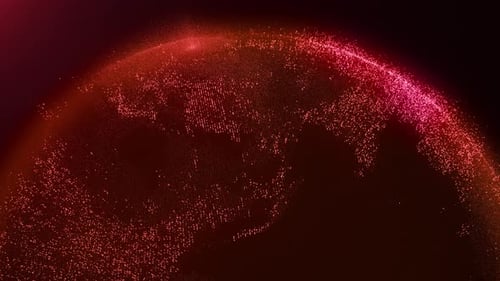 Hologram Digital Earth Data Red