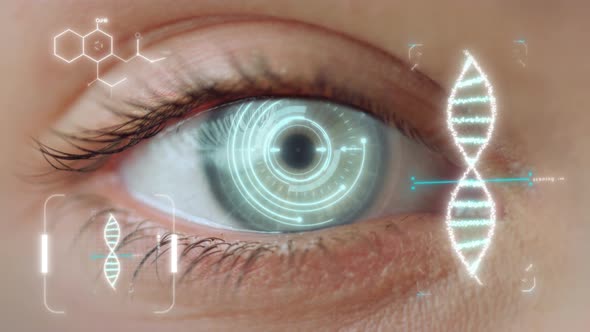Futuristic Eye Scan, DNA and Chemical Formulas, Medical Stock Footage ...