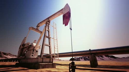 Industrial Oil Pumpjack Working in Sunny Desert