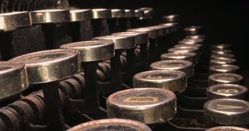 Close Up of Antique Typewriter and Old Documents