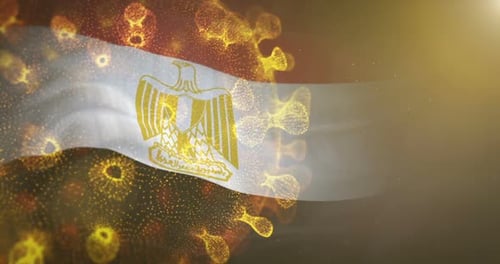 Egypt Flag With Corona Virus Bacteria