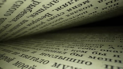 Close Up of Pages of Old Foreign Language Book