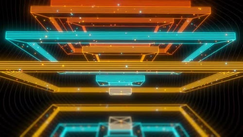 Abstract Neon Glowing Geometric Tunnel Seamless Loop