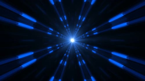 Futuristic Blue Neon Light Tunnel Animation Background