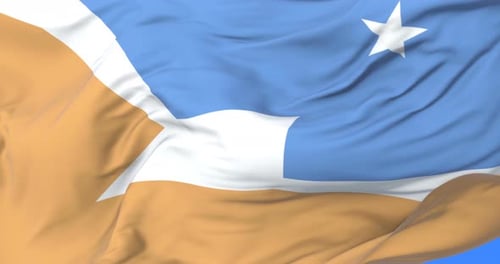 Waving Flag Animation with Blue, Orange, and White Stars
