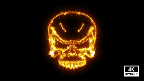 Burning Skull Head Animation with Fiery Energy Effect