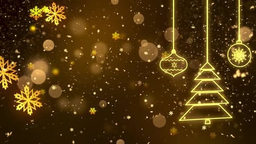Glowing Christmas Ornaments and Snowflakes Festive Background