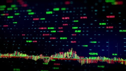 Futuristic Digital Financial Data Display Animation Loop