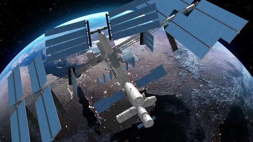 Internationale Raumstation auf der Umlaufbahn des Planeten Erde