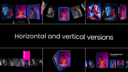 Modern Profile Carousel with Glowing Neon Cards