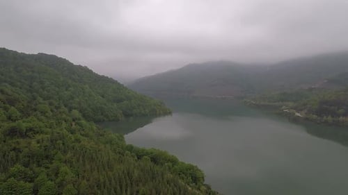 Foggy Lake Aerial