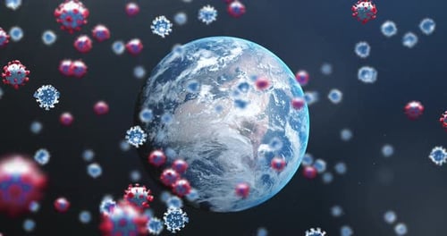 3D Animation of Earth Infected by Viruses Spreading Globally