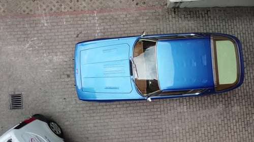 Sports car aerial view