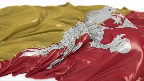 Bhutan Flag On A White Chalkboard