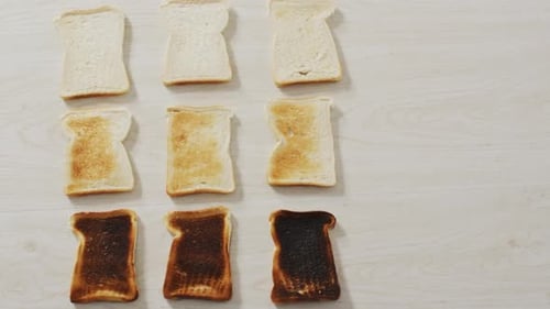 Progressive Stages of Toasting Bread from Fresh to Burnt