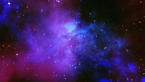 Dynamic Cosmic Starfield with Purple and Blue Nebula Background