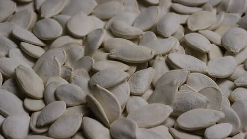 Raw Pumpkin Seeds Close-Up Studio Shot