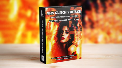 Cinemática VHS Glitch Vintage Transitions para Premiere Pro para carretes, cortos y TikTok