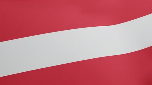 Realistic Waving Flag with Red and White Diagonal Stripe