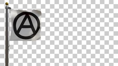 Realistic Anarchy Flag Waving On Pole With Transparent Background