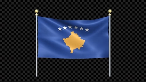 Realistic Waving Flag of Kosovo Alpha Channel