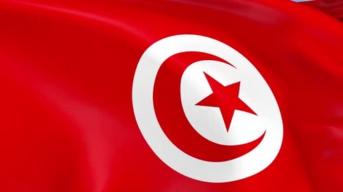 Realistic Tunisia National Flag Waving in the Wind
