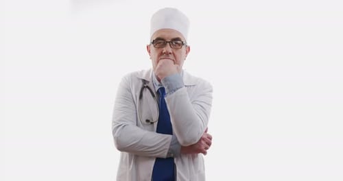 Pensive Doctor in Lab Coat Thinking About Healthcare