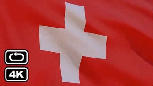 Switzerland Flag Realistic Waving Loopable Background