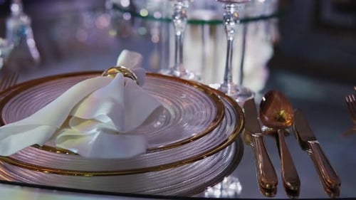 Close Up of Festive Wedding Table with Food and Drinks