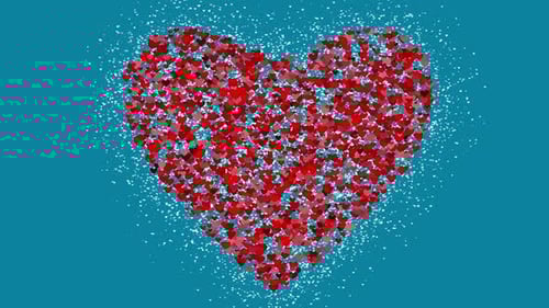 Animated Shimmering Red Heart Formed by Tiny Hearts