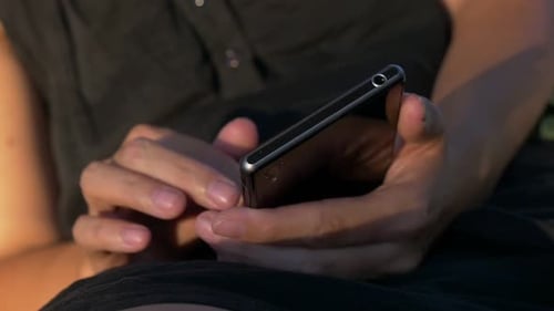 Woman Using Smartphone Close Up Shot