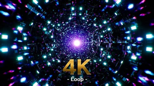 Neon Glitter Mechanical Tunnel 4K Loop