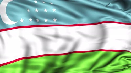 Realistic Uzbekistan Flag Waving Seamless Loop Animation