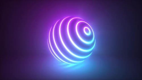 Abstract Rotating Neon Sphere Loop Background