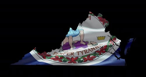 Virginia State Map Outline with Waving Flag Animation