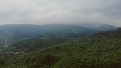 Landscape in the Mountain Morning a Fog on the Mountain