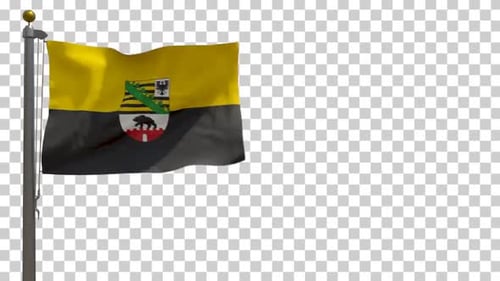 Waving Flag of Saxony-Anhalt, Germany Realistic Simulation